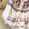 DIMANAF 2025 Autumn Sweaters Cardigan Women Pattern Printing Buttons Sweaters Knitting Loose White Sweater