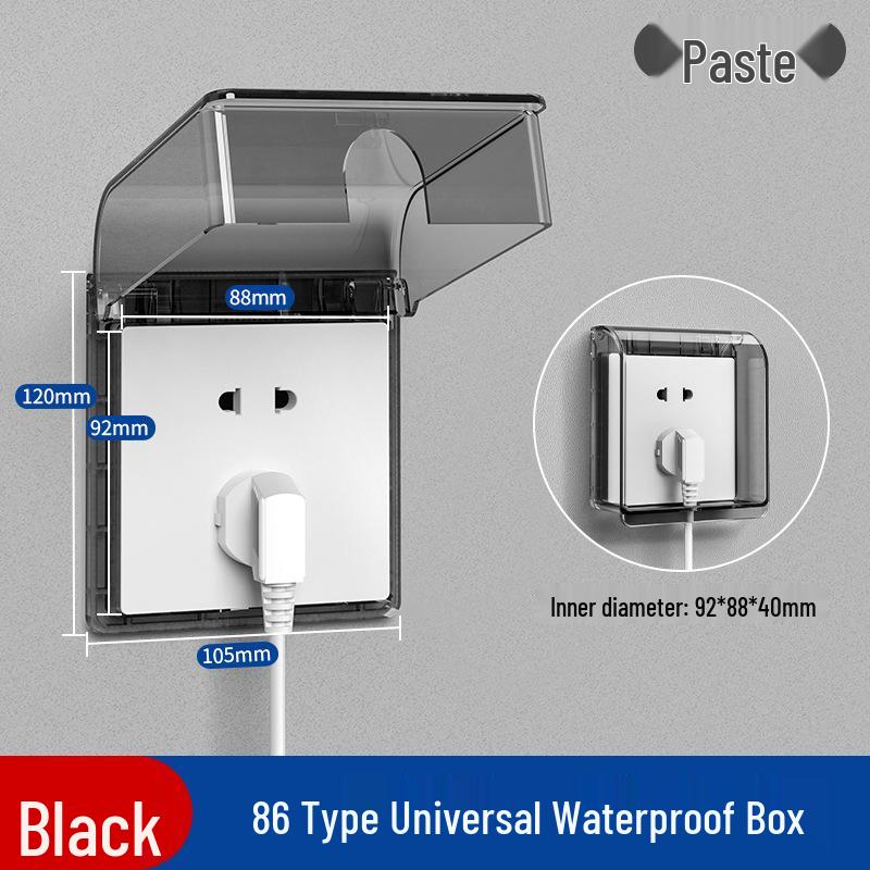 Type 86 Waterproof Bathroom Socket Cover: Child-Proof, Adhesive Shield Box