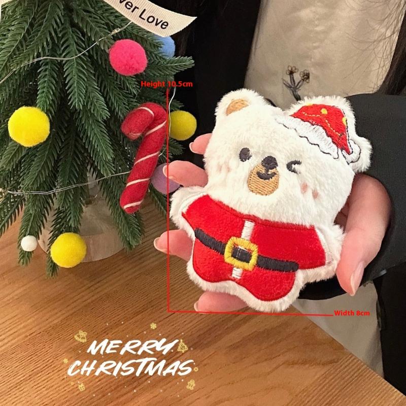 Cute Cartoon Christmas Plush Doll Pendant Keychain Kawaii Stuffed Doll Chain Backpack Pendant Car Key Chain Accessories Gifts