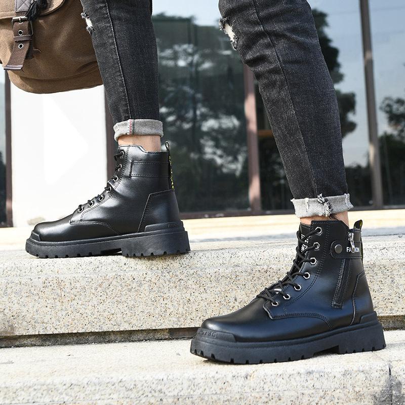2025 autumn new Martin boots men's high-top locomotive boots casual short boots British style platform small leather shoes