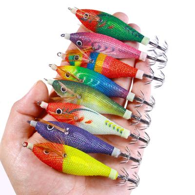 Luminous Squid Jig Lure 9Cm 8.3G Pesca Cuttlefish Wood Shrimp Octopus Squid Hooks Sea Fishing Goods Lure