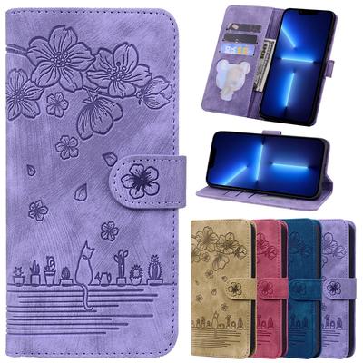 Peněženka na telefon S22 Ultra pro Samsung Galaxy S22 Ultra S21 Plus S20 Fe 5g Pouzdra roztomilá kočičí květina magnetická flip zadní kryt taška