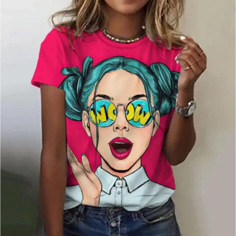 Summer Fashion 3D Digital Printed Loose Casual Short Sleeved Top T-Shirts Women’s