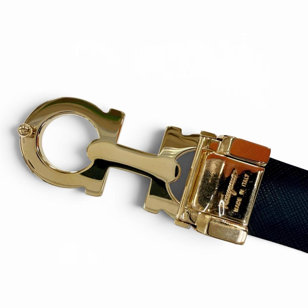 Excellent Salvatore Ferragamo belt GanciniMetal Leather Orange leather Women Used