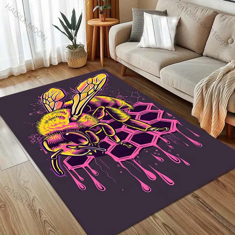 Bees and Hives Personalization Print Carpet for Living Room Bedroom Bedside Sofa Table Floor Mat Home Area Rug Decor Large Size