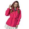 Lightweight Windbreaker Jacket for Women Zip Up Hoodie with Snap Buttons Waist Drawstring Windproof Outwear