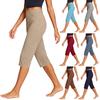 Pantalon Capri Décontracté Droit pour Femme Extensible Taille Haute Longueur Mi-Mollet Pantalon de Sport Tissu Léger Respirant