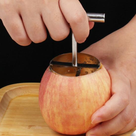 Fruit Core Puller Anti-slip Cozy Grip Food Grade Stainless Steel Fruit Corer Punching Silver Color Peach Pear Core Remover Tool Kitchen Gadgets