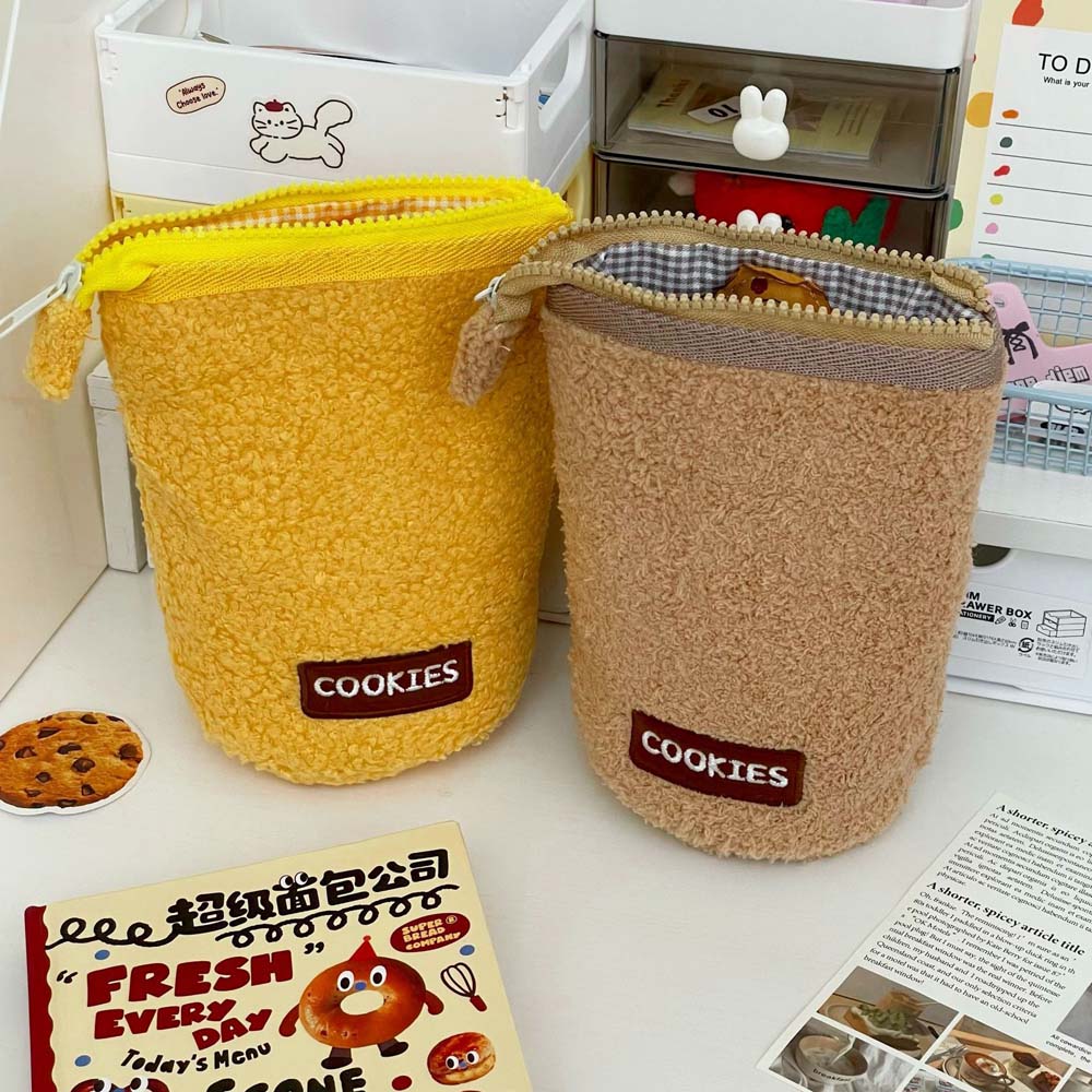 Snack Cookies Cartoon Cookies Plush Bag Foldable Vertically Cookies Plush Pencil Pouch Office