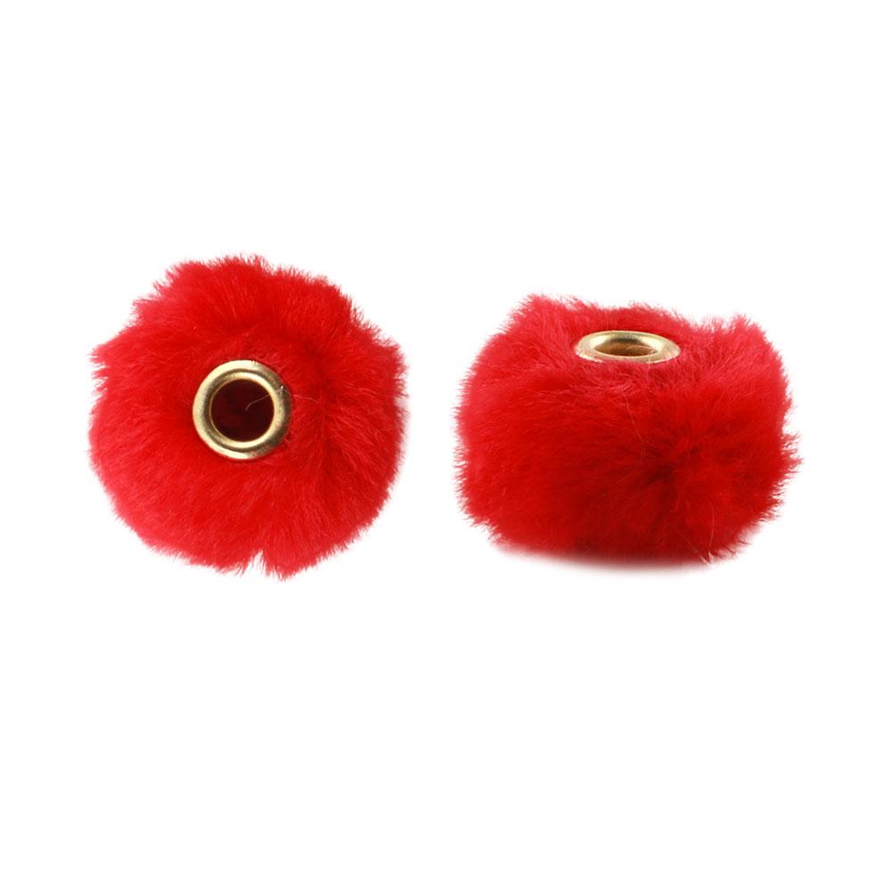 20Pcs/lot 20MM Pompom Beads Plush Fur Covered Ball Bead Charms Straight Hole Big Hole Spacer Beads For Handmade Jewelry Access