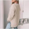 European American Autumn Winter Round Neck Casual Long Sleeve Sweater Solid Color Versatile Split Sweaters