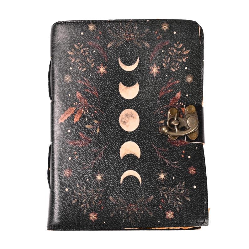 Leather Journal-Handmade Deckle Edge Paper, leather Sun and Moon journal, handmade Sun Moon Journal