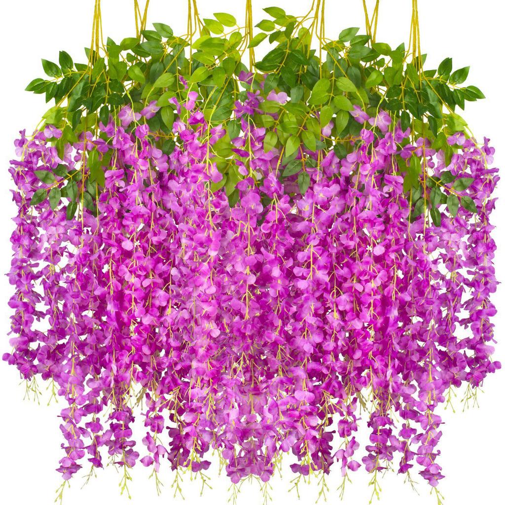 Artificial Wisteria Vine - Violet Hanging Flowers for Ceiling & Wedding Decoration