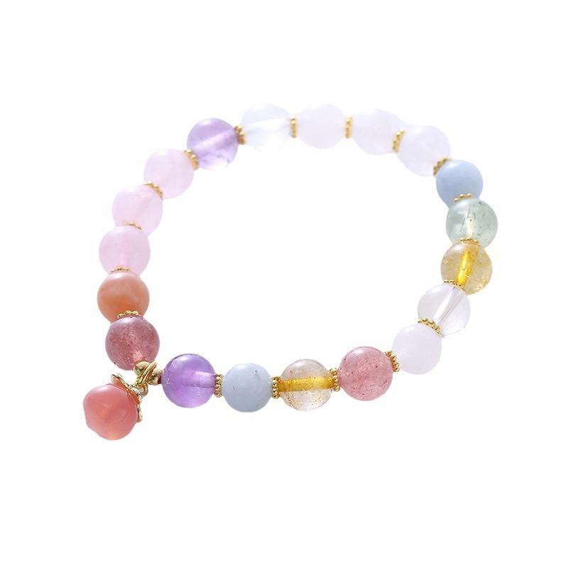 Natural White Crystal Bracelet Strawberry Crystal Citrine Amethyst Hand Jewelry Bangles Women Fashion Jewelry Accessories Gift