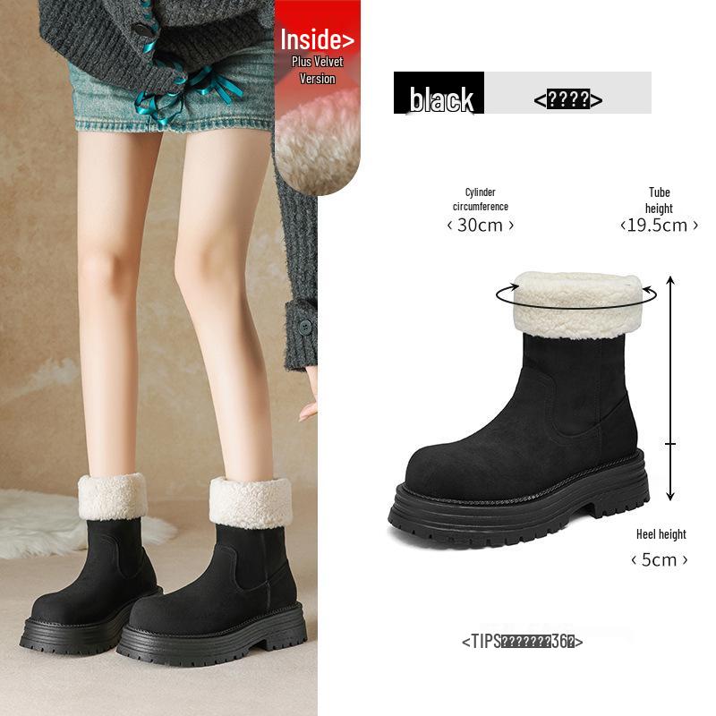 Augusden Women's 2025 Winter Furry Snow Boots - Thick-Soled, Mid-Calf, Fleece-Lined Ankle Boots