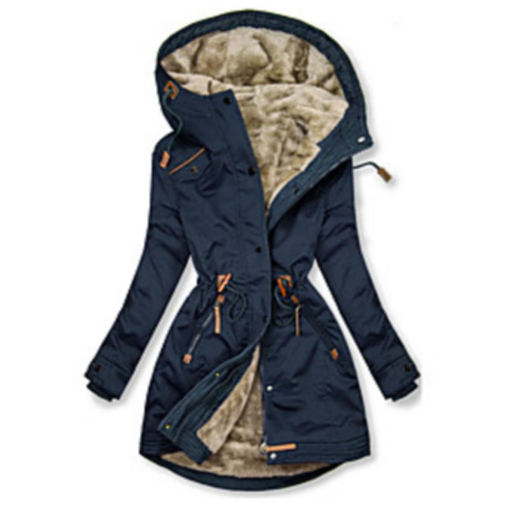 Warme Winterjacke aus Baumwolle mit Reißverschluss und langen Ärmeln für Damen