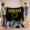 Nirvana Logo with Hands Illustration Design, Flannel Blanket for Bedroom, Living Room, Sofa, and Nap Sofas.