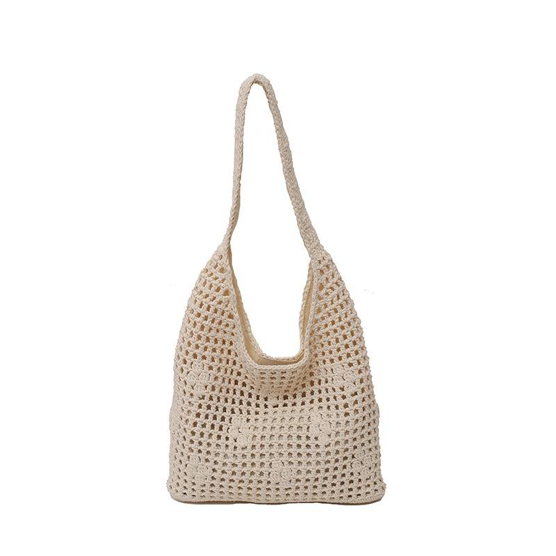 Woven Bag Women's Large-capacity New Summer Hollow Shoulder Shopping Bag Lazy Wind Seaside Beach Bag
