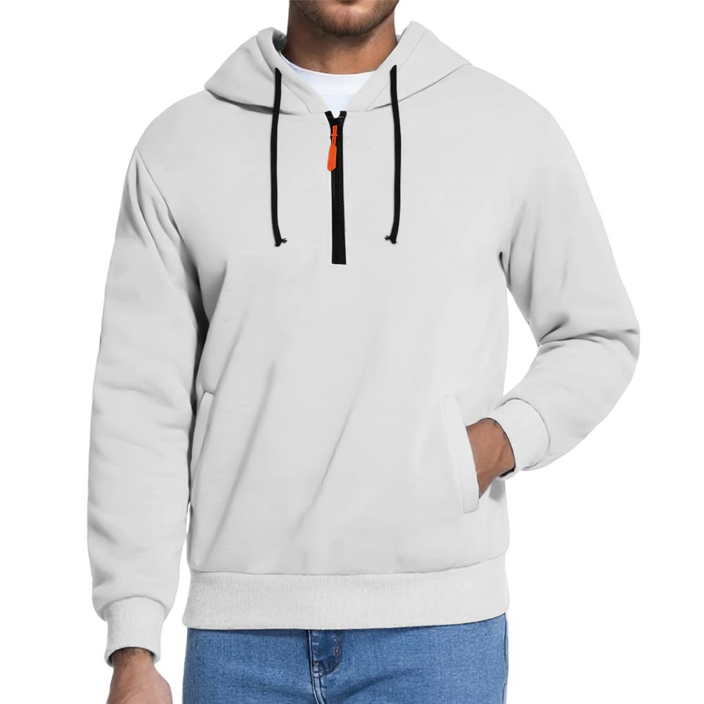 Herre Fleece Hettegenser Casual Langermet 1/4 Glidelås Pullover Sweatshirts