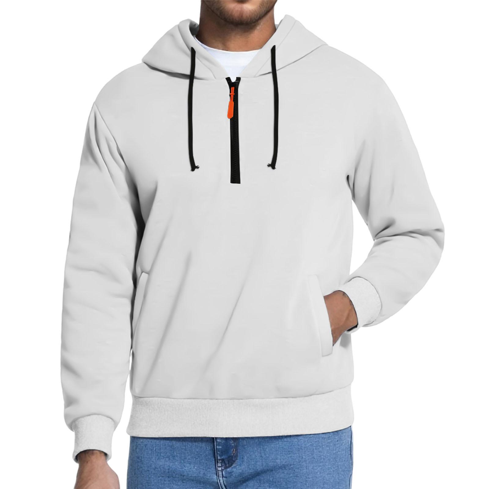 

Мужская флисовая толстовка, повседневная, с длинным рукавом, пуловер, 1/4 молнии XL белый