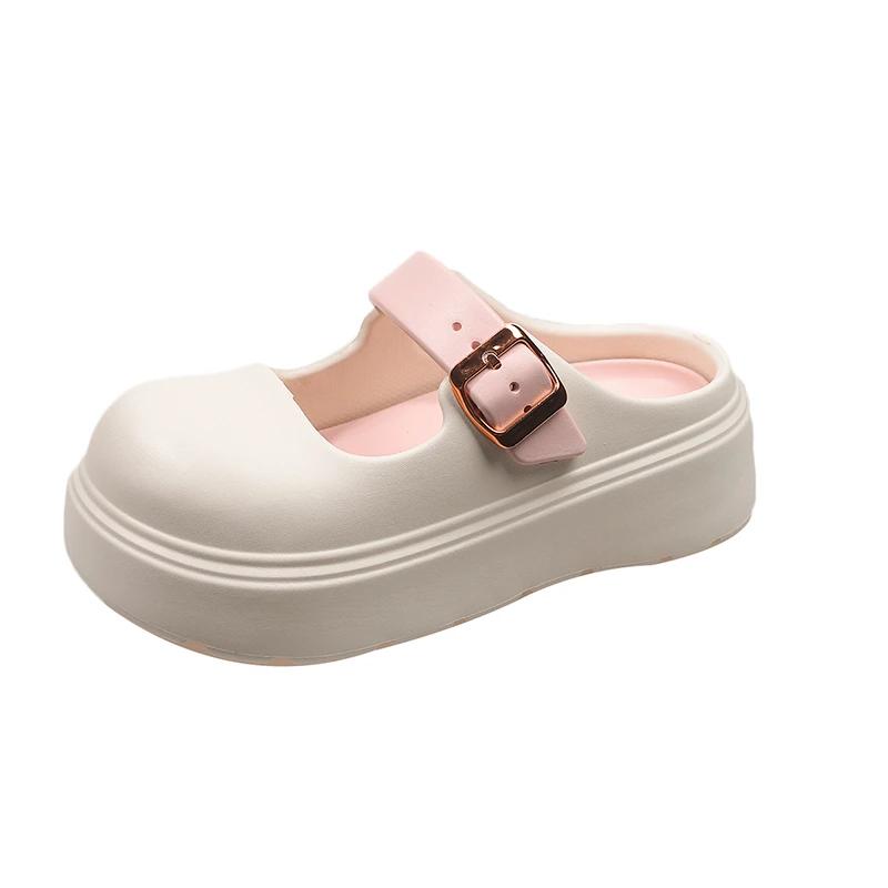 

Баотоу тапочки женские летние модные для улицы с круглым носком, с открытой пяткой, цветные блоки, платформа, водонепроницаемые сандалии 35-36 розовый