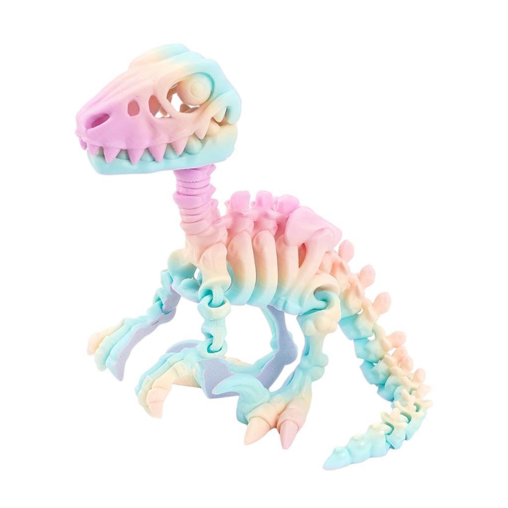 3D Printed Articulated Raptor Skeleton Figurine Dinosaur Bones Poseable ModelToy For Home Office Decors and Collector