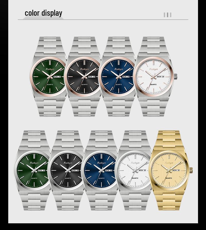 Men's Cross-Border Waterproof Quartz Watch - Slim, Stylish Business Design with Dual Calendar