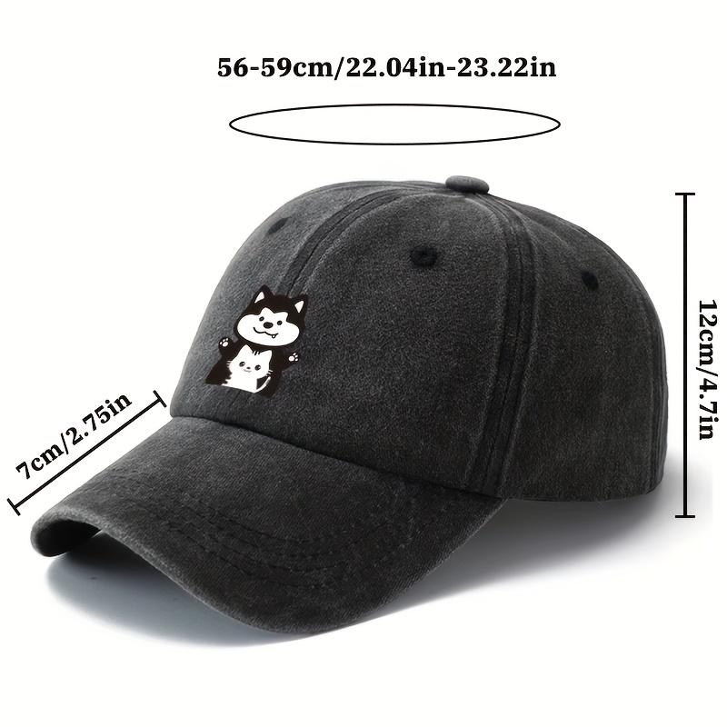 Unisex Casual Baseball Cap with Cute Cartoon Dog and Cat Prints Suitable for Camping and Leisure Activities
