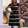 Women's Summer Fashion Casual Round Neck Short Sleeve Striped Print Dress