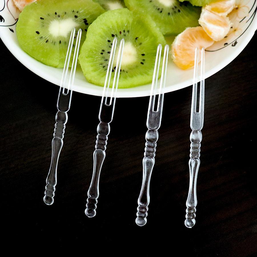 Jednorázové ovocné vidličky Velké balení Plastové ovocné vidličky Průhledné jednotlivé dezertní párátka pro komerční použití Domácí párátka na dorty