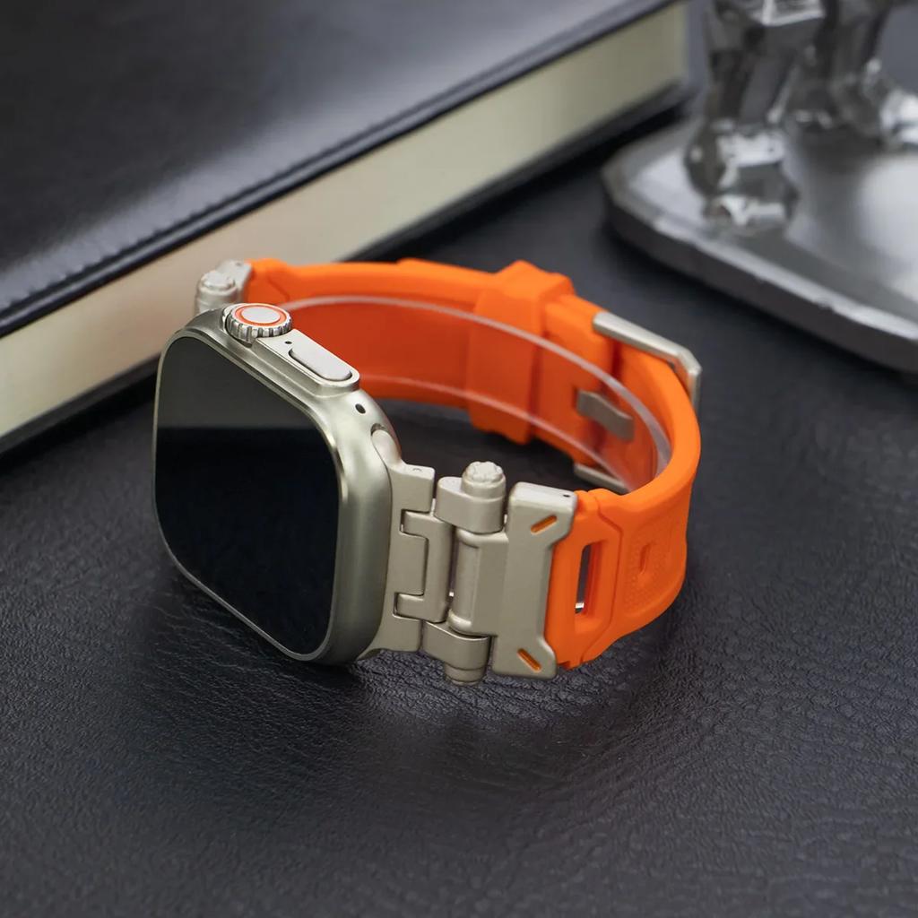 Silicone Strap for Apple Watch Strap Ultra 3 49mm 46 45 44 42mm Titanium Color Sports Watch Band for IWatch 11 10 9 87 6 5 4 SE3