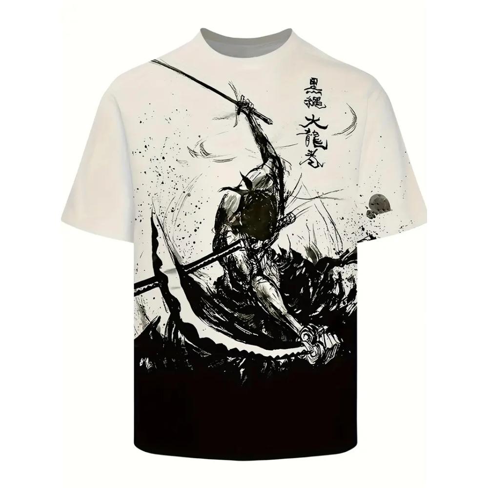 Harajuku Samurai T-Shirt For Men 2025 New Fashion Casual Men's T Shirt Short Sleeve Summer Anime Japanese 3d Printed Y2k Tops