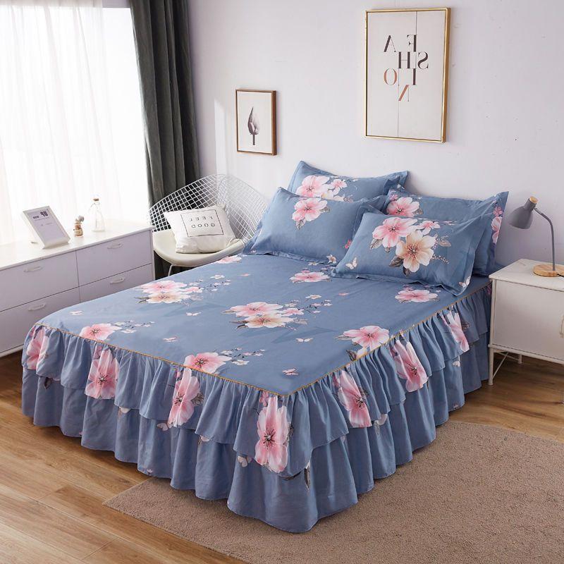 

Модные тонкие покрывала на кровать, 2 шт. с наволочкой, покрывало, юбка, простыня, односпальная кровать, пылезащитные рюши, цветочный узор, простыни 150*200