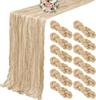 12Pcs Semi-Sheer Gauze Sage Green Table Runners Vintage Rustic Wedding Birthday Wedding Decoration Banquets Arches Boho Decor