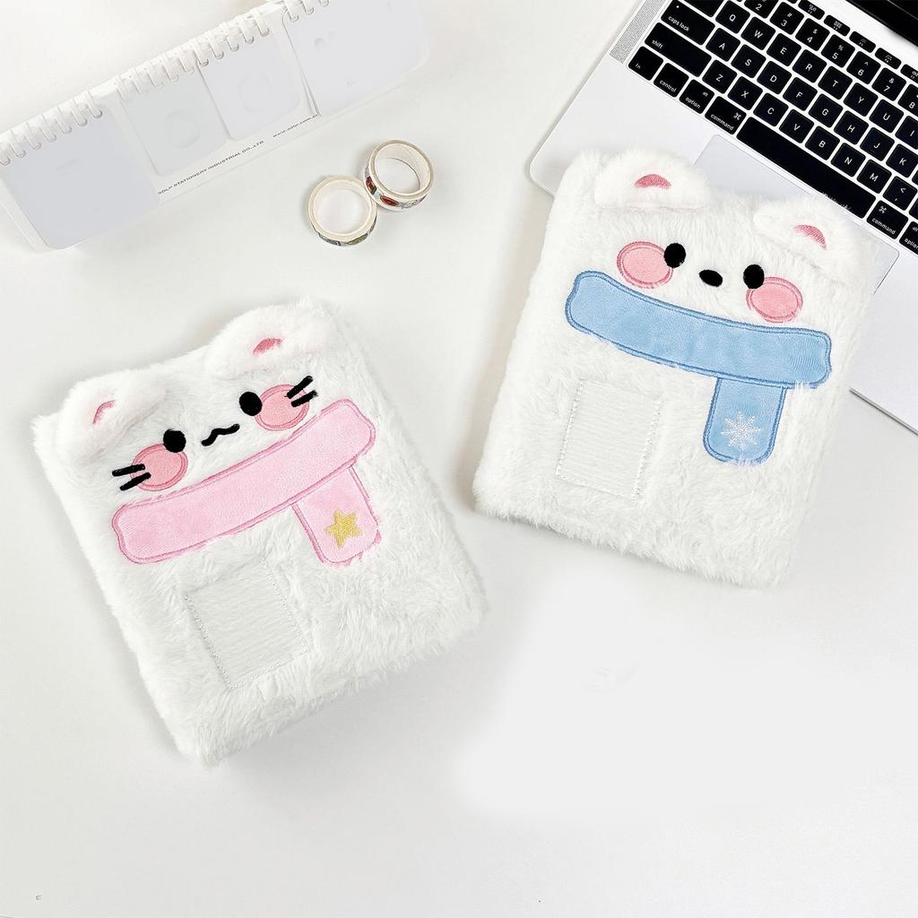 A6 Kpop Photocard Binder Cover Cute Dog Cats Plush Refillable Pages 6 Rings Cartoon Binder Photo Album Shell Organizers