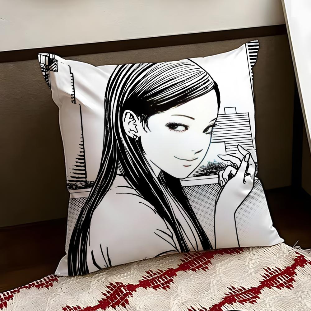 JJunji Ito Terror Horror Cushion Cover Reversible Soft Durable Pillow Cover Home Car MultiScene Use for Daily Comfort
