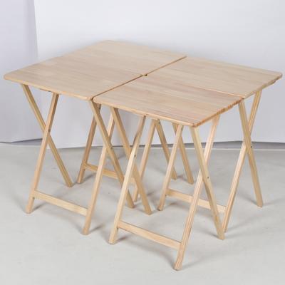 Set aus 4 klappbaren TV-Tabletts, Massivholzkonstruktion, Platzsparender Beistelltisch für kleine Räume, Klappbarer Snacktisch, 19" L x 14,5" B x 26"