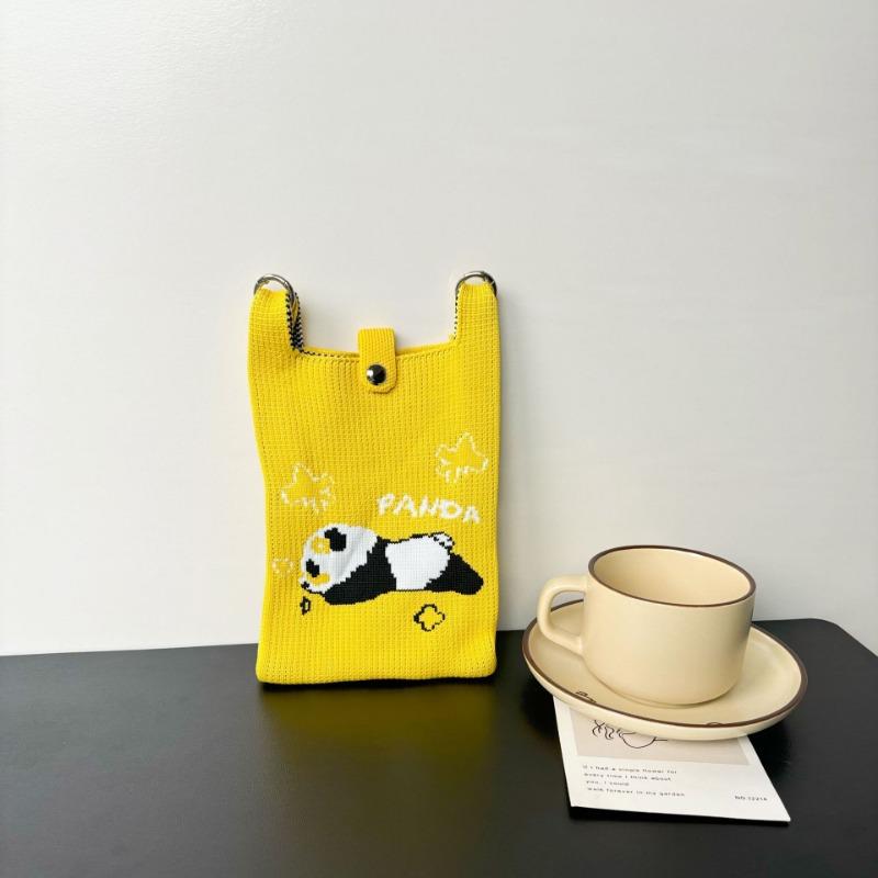 Panda Mobile Phone Bag Cute Knitted Bag High Sense Personality Versatile Dopamine Shoulder Messenger Bag Dopamine Wind