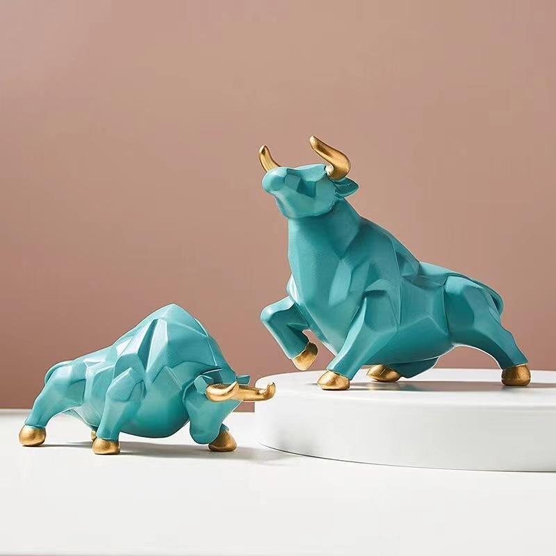 Creative Nordic Resin Animal Sculpture Abstract Simulation Ox Sculpture Modern Home Decoration Portico Desktop Accessories Gift