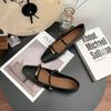 Spring new retro single shoes women wear high-end comfortable soft leather light mouth high heels thick heel not tired feet shoes