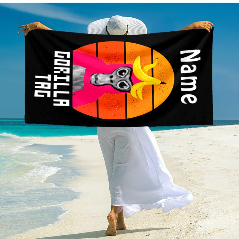 Personalized customized proof beach towel with Gorilla Tag pattern - soft, absorbent,quick-drying,perfect swimming,camping&bathing