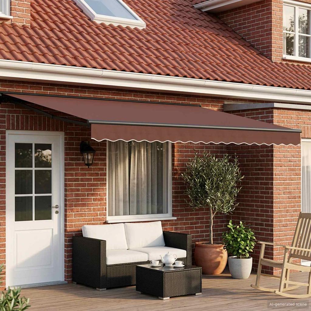 Electric Retractable Awning Brown and Anthracite 4 X 3 M