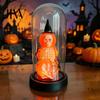 Creative Holiday Ornaments Halloween Pumpkin Skeleton Cloche Lamp, Lighted Stacking Skull In Clear Haunted House Decorations Dome with Witch