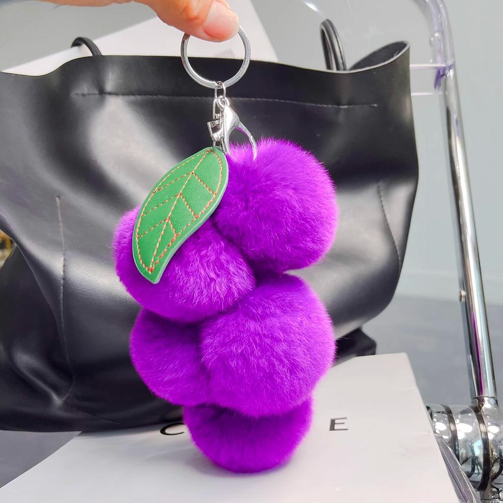 Imitation Rex Rabbit Fur Cute Ball Fur Pendant Fruit Grape Bag Pendant Plush Car Keychain
