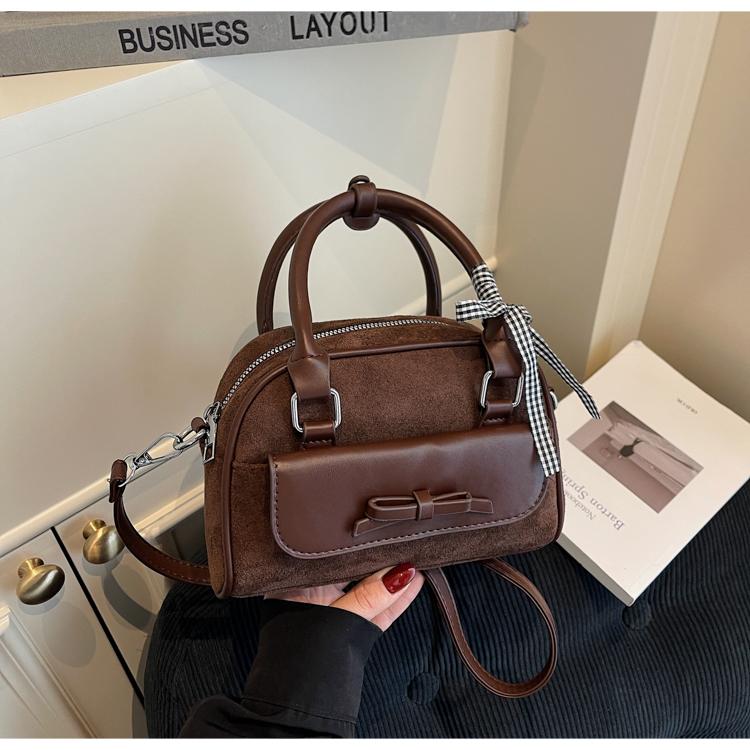 2026 Single Retro Simplicity Bow Decorati Design Crossbody Bags for Women Solid Color Faux Suede Shoulder Bags