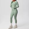 European and American new cloud polished short-sleeved sports zipper jacket casual running hip yoga suit three-piece women's