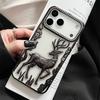 Women Girl's Glitter Diamond Elk Phone Case For iPhone 17 Air 12 13 14 15 16 17 Pro Max Transparent Plating Soft Silicone Cover