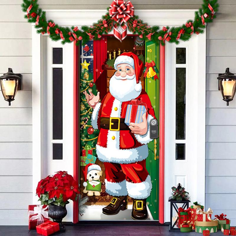 1PC Background Cloth Atmosphere Polyester Party Supplies Christmas Door Hanging Christmas Decorations Blanket