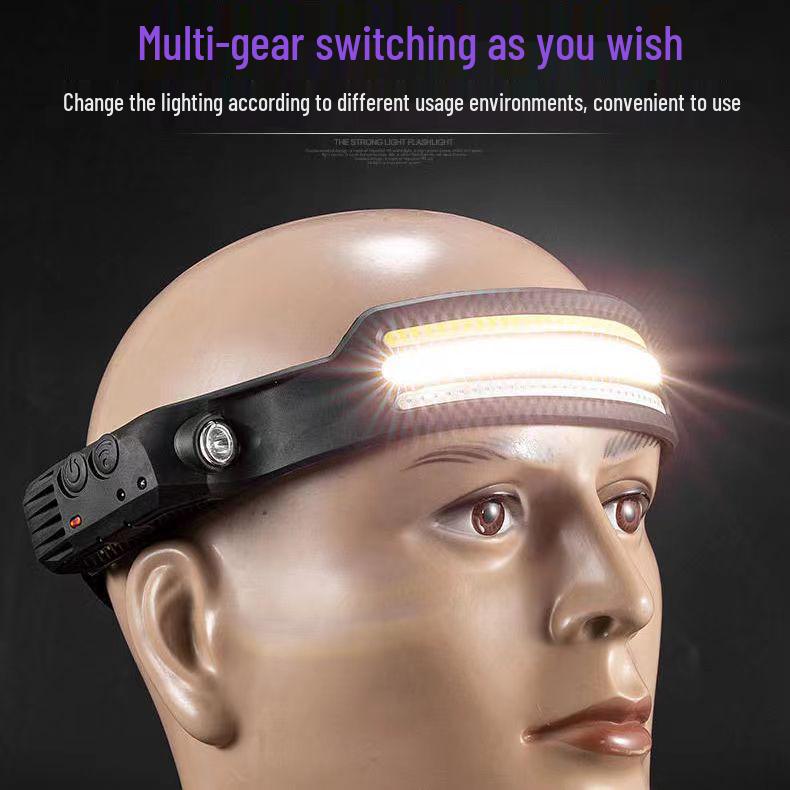 Silicone LED Multifunctional Wave Induction Headlamp with High/Low Beam for Outdoor Fishing