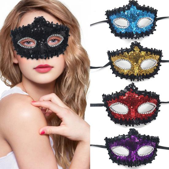 

Lace Handheld Masquerade Masque with Stick Butterfly Sequin Half Face Eye Cushion for Women Carnival Venetian Prom Halloween Cosplay Parties Costume чорний